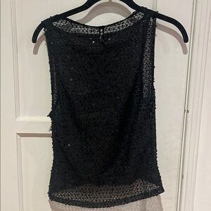 Motel Sequin Black Sheer Sleeveless Top